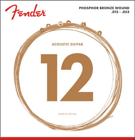 Fender Phosphor Bronze Acoustic Guitar Strings, Ball End, 60XL .012-.053