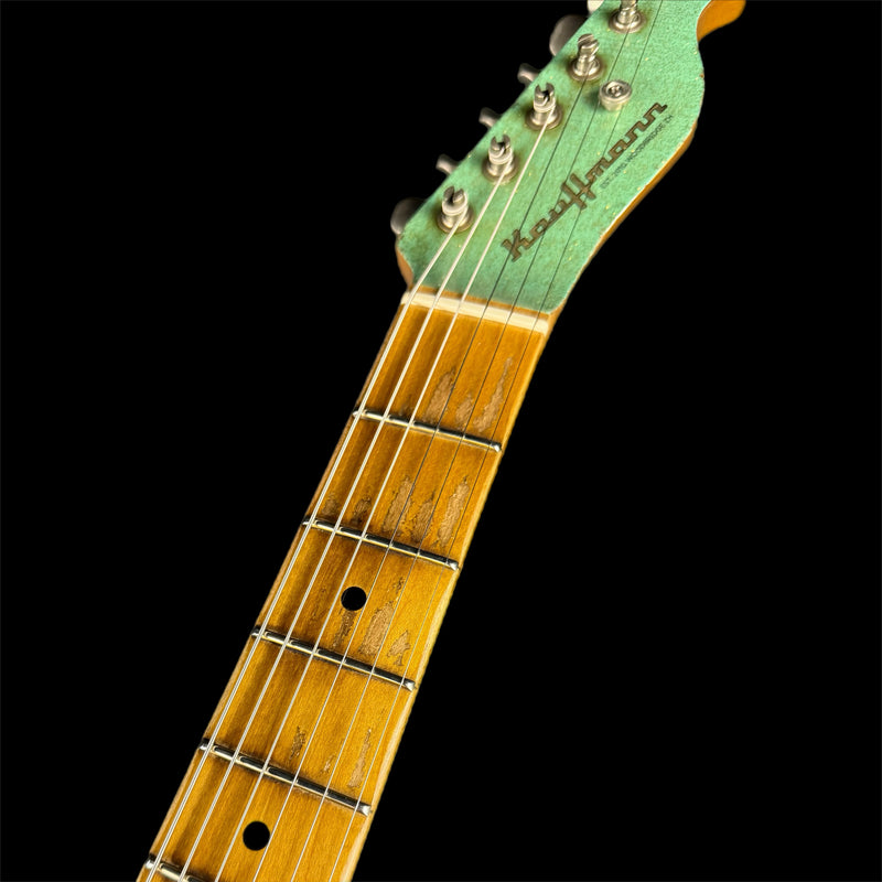 Kauffmann 56T Thinline Herringbone Electric Guitar in Sea Foam Green Sparkle TTTM
