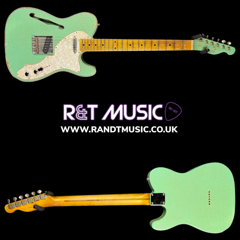 Kauffmann 56T Thinline Herringbone Electric Guitar in Sea Foam Green Sparkle TTTM