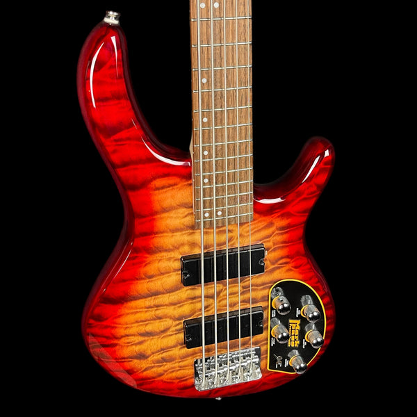 Cort Action Deluxe Plus 5 String Bass Guitar in Cherry Red Sunburst