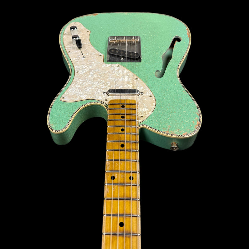Kauffmann 56T Thinline Herringbone Electric Guitar in Sea Foam Green Sparkle TTTM