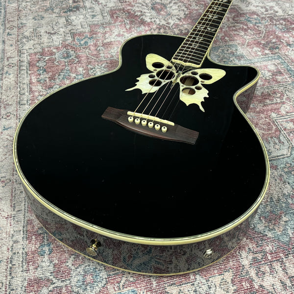 Ozark Butterfly Electro Acoustic Guitar in Gloss Black