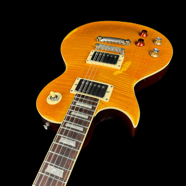 Vintage V100 ICON Electric Guitar ~ Left Hand Distressed 'Lemon Drop'