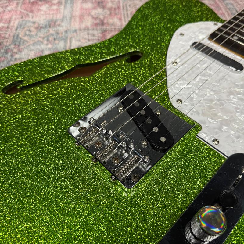 Fender Double Bound Thinline Telecaster Electric Guitar in Metalic Green