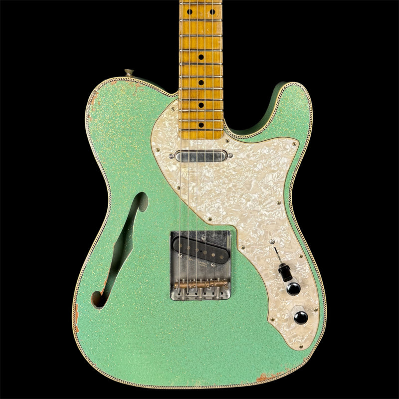 Kauffmann 56T Thinline Herringbone Electric Guitar in Sea Foam Green Sparkle TTTM