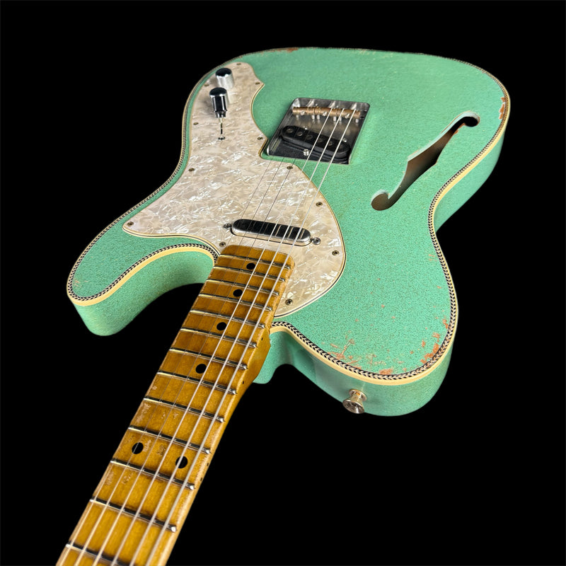 Kauffmann 56T Thinline Herringbone Electric Guitar in Sea Foam Green Sparkle TTTM