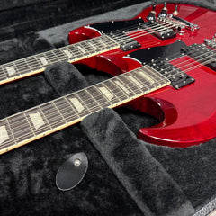 Harley Benton Double Neck DC-Custom 612 Electric Guitar in Cherry w/Hardcase