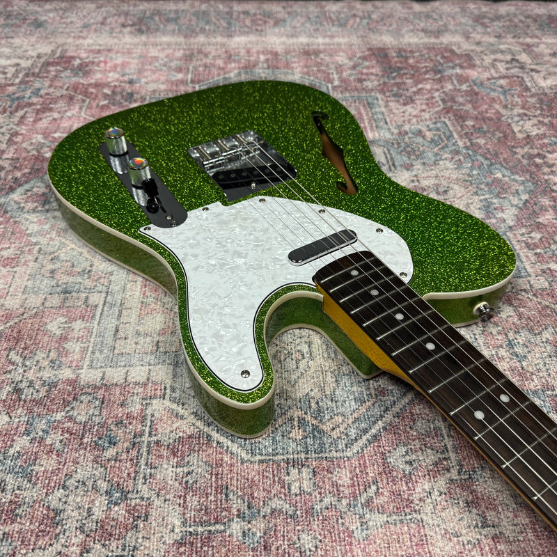 Fender Double Bound Thinline Telecaster Electric Guitar in Metalic Green