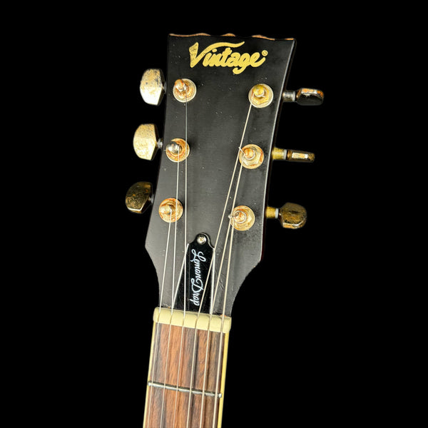 Vintage V100 ICON Electric Guitar ~ Left Hand Distressed 'Lemon Drop'