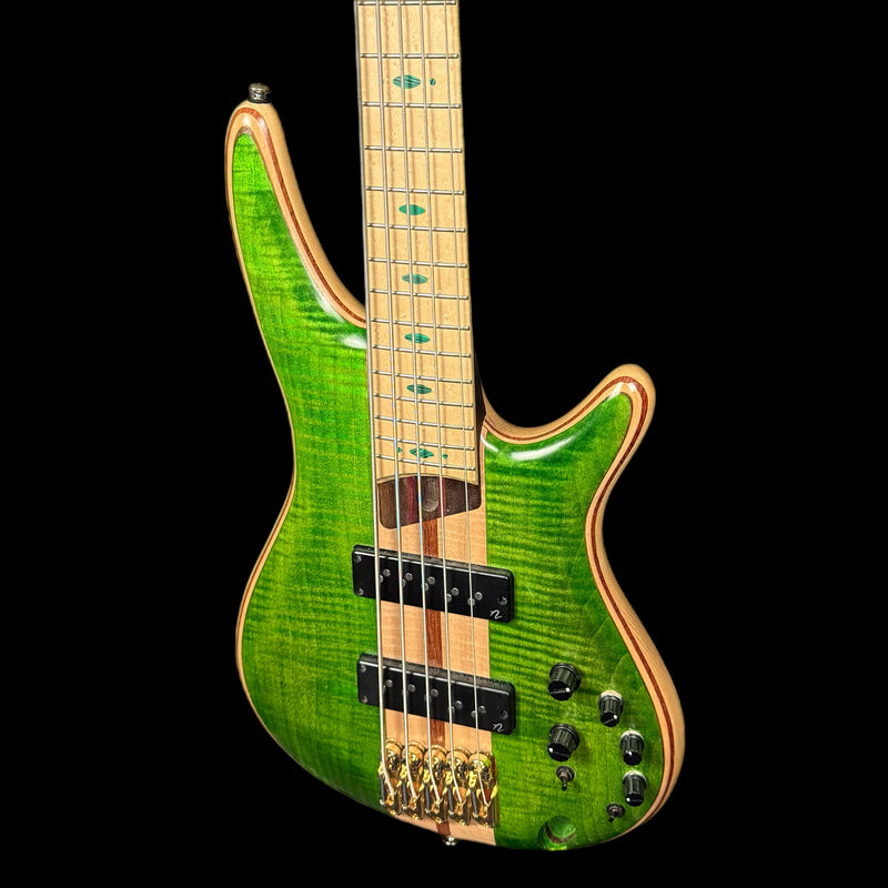Ibanez Premium SR5FMDX 5 String Bass Guitar in Emerald Green Low Gloss