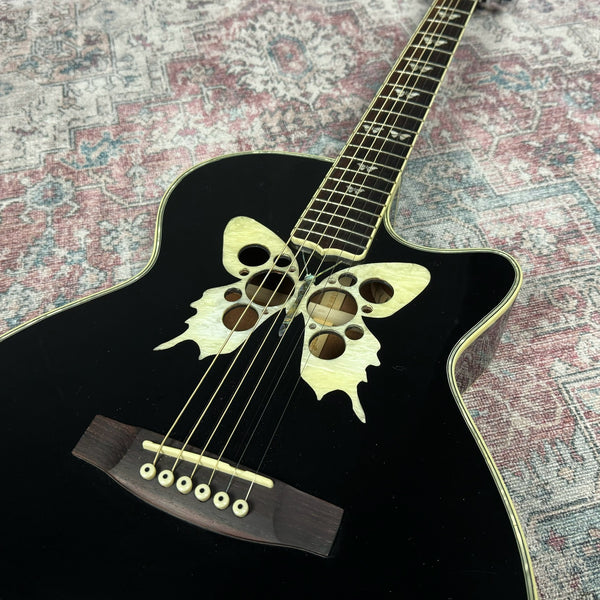 Ozark Butterfly Electro Acoustic Guitar in Gloss Black
