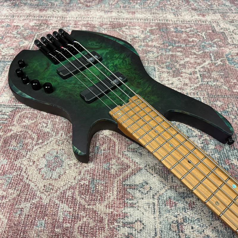 Cort Artisan Space 5 String Headless Bass Guitar in Star Dust Green w/Gigbag