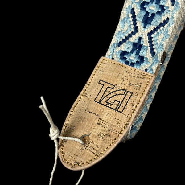 TGI Vegan Royal Blue Pattern Woven Cotton Guitar Strap