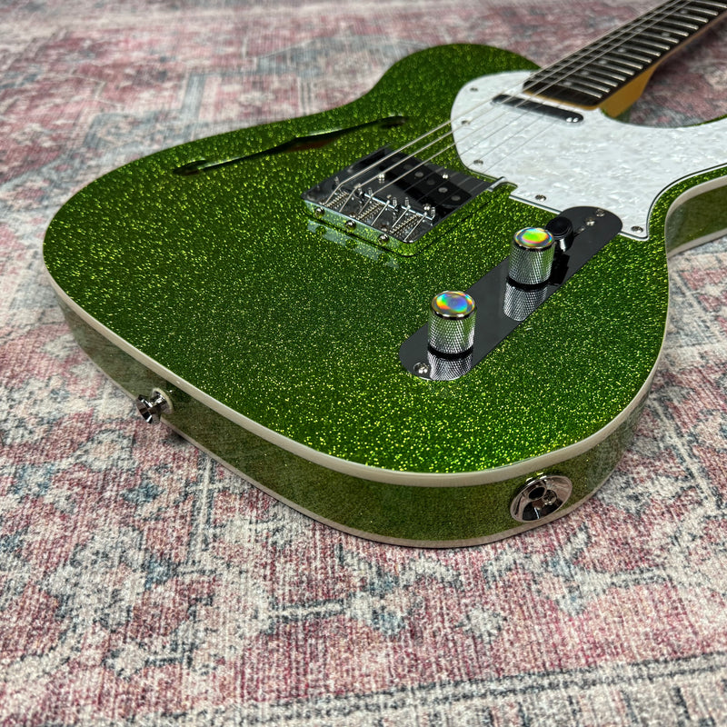 Fender Double Bound Thinline Telecaster Electric Guitar in Metalic Green