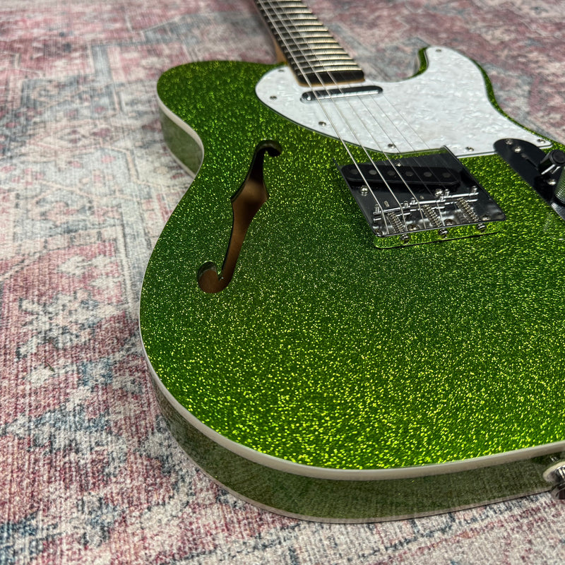 Fender Double Bound Thinline Telecaster Electric Guitar in Metalic Green