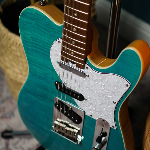 ARIA 615 MK2 Nashville Electric Guitar in Turquoise Blue
