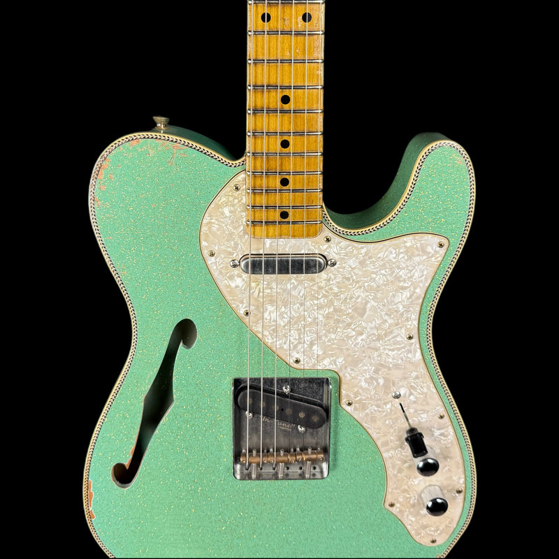Kauffmann 56T Thinline Herringbone Electric Guitar in Sea Foam Green Sparkle TTTM
