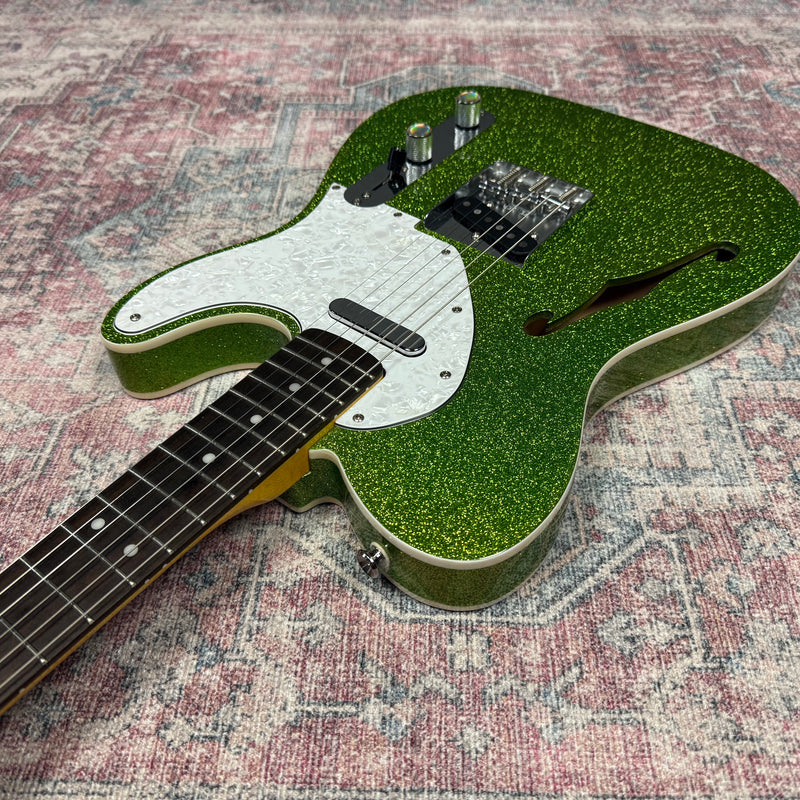 Fender Double Bound Thinline Telecaster Electric Guitar in Metalic Green