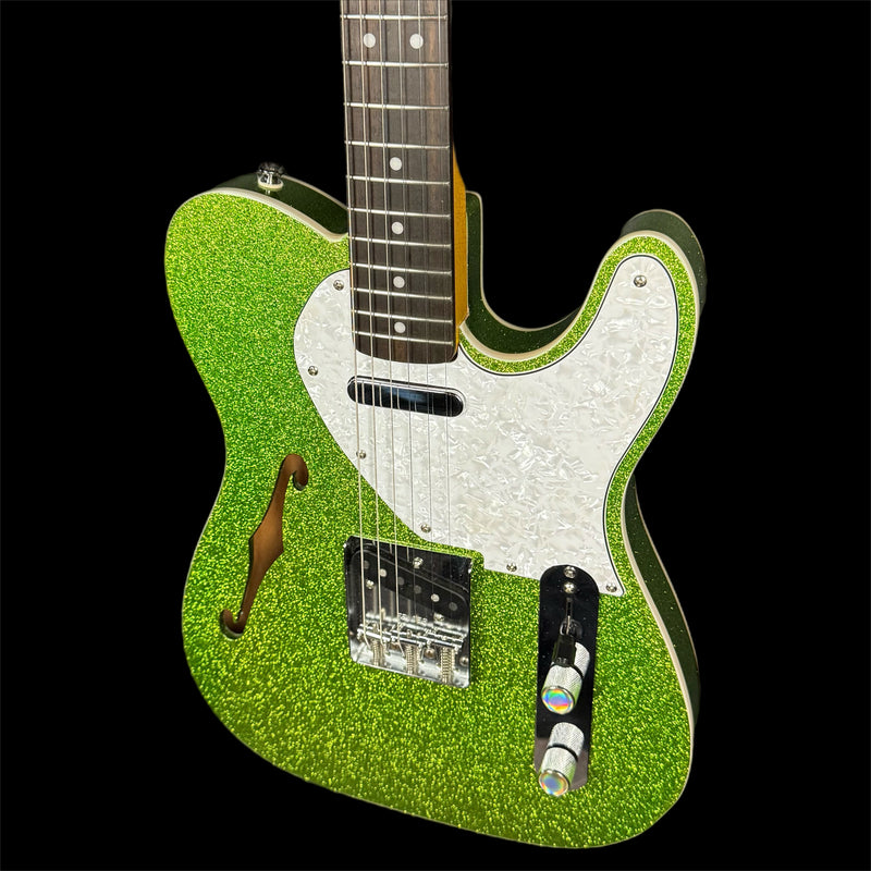 Fender Double Bound Thinline Telecaster Electric Guitar in Metalic Green