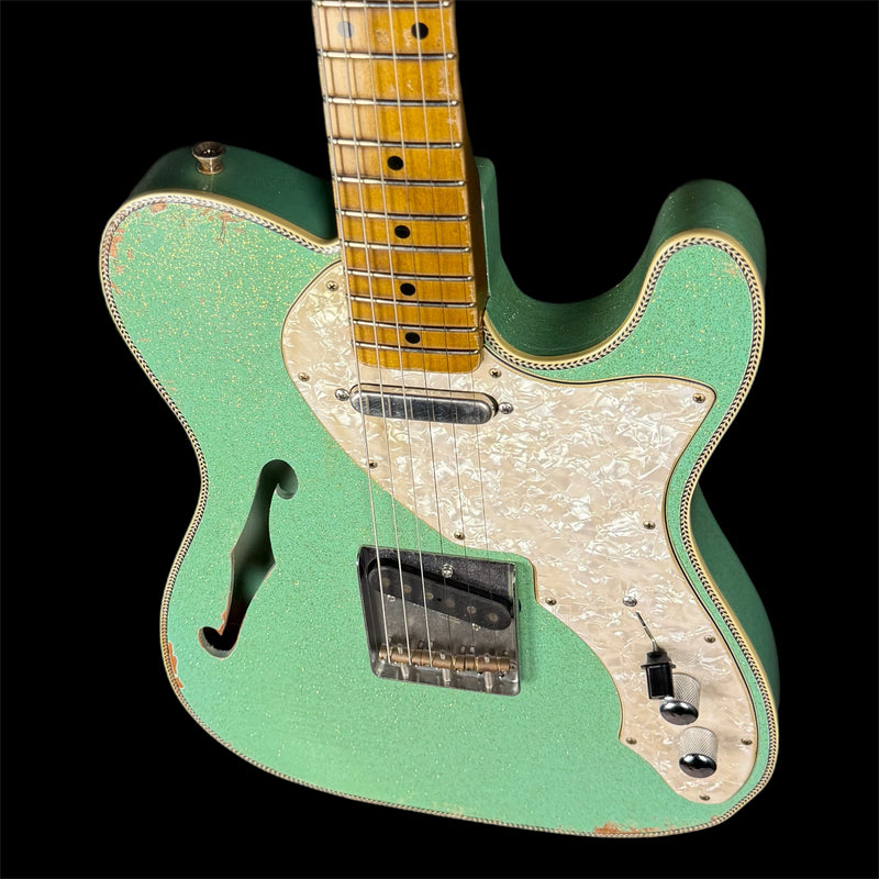 Kauffmann 56T Thinline Herringbone Electric Guitar in Sea Foam Green Sparkle TTTM