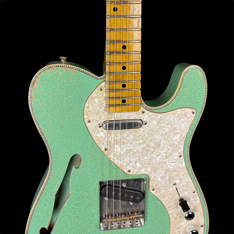Kauffmann 56T Thinline Herringbone Electric Guitar in Sea Foam Green Sparkle TTTM