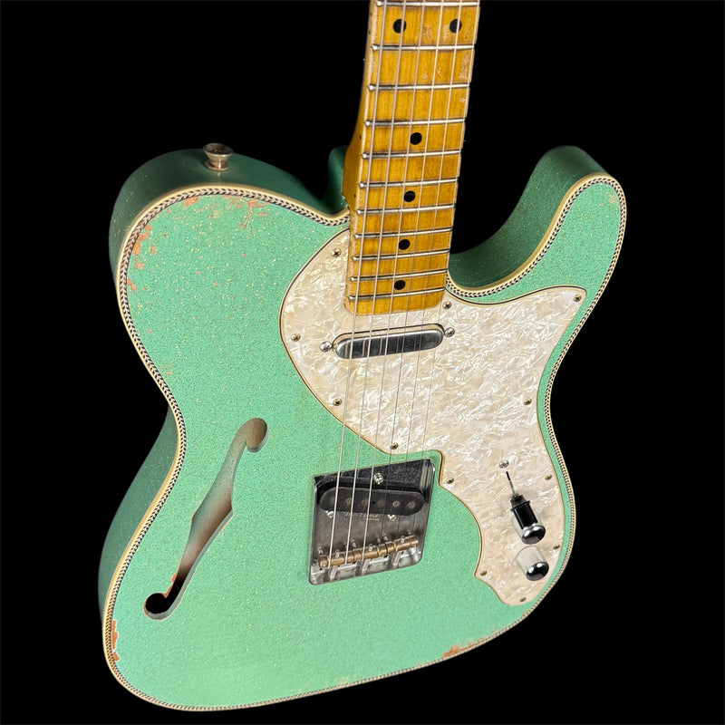 Kauffmann 56T Thinline Herringbone Electric Guitar in Sea Foam Green Sparkle TTTM