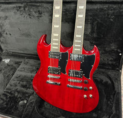 Harley Benton Double Neck DC-Custom 612 Electric Guitar in Cherry w/Hardcase