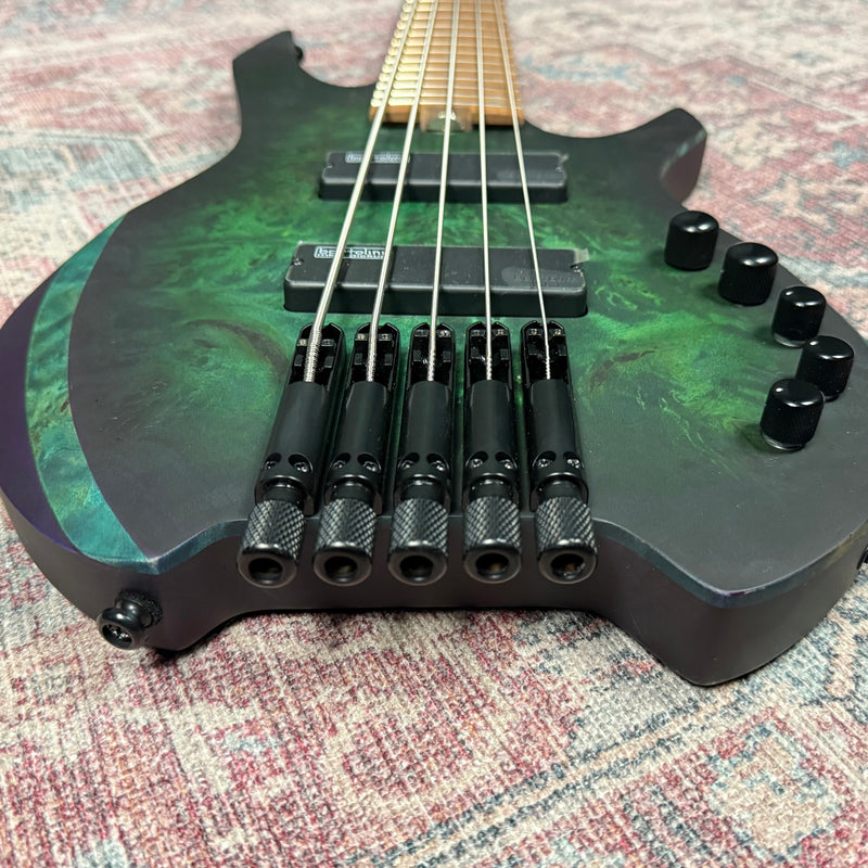 Cort Artisan Space 5 String Headless Bass Guitar in Star Dust Green w/Gigbag