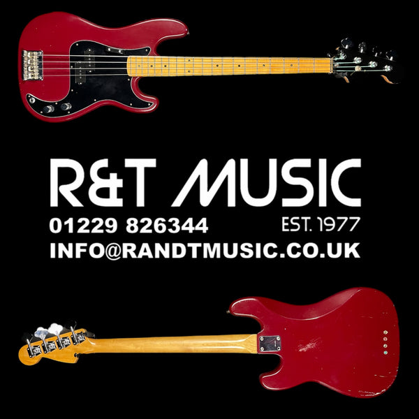 Nate Mendel Inspired P Bass Style Guitar in distressed Red with Fender Flatwounds