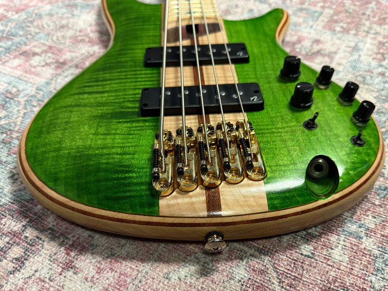 Ibanez Premium SR5FMDX 5 String Bass Guitar in Emerald Green Low Gloss