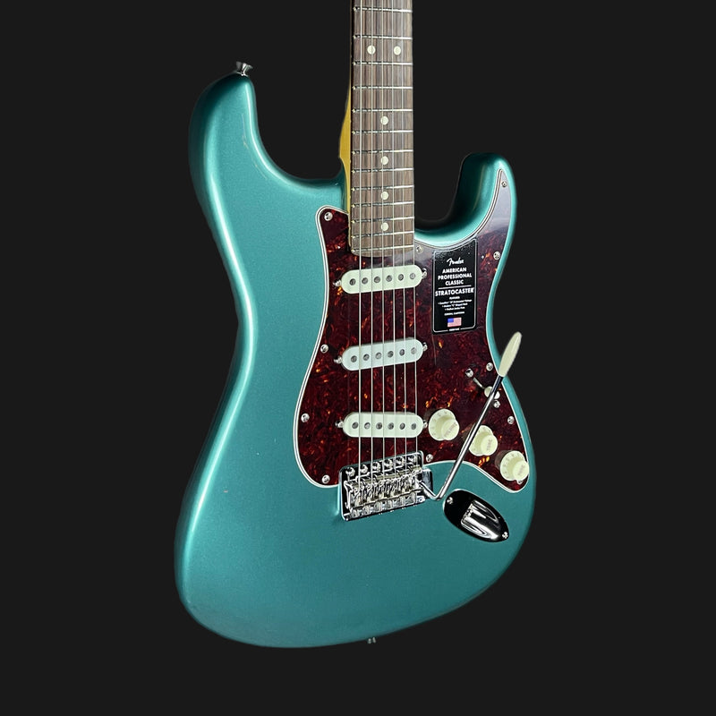 Fender American Professional Classic Strat Electric Guitar in Faded Sherwood Green Metallic