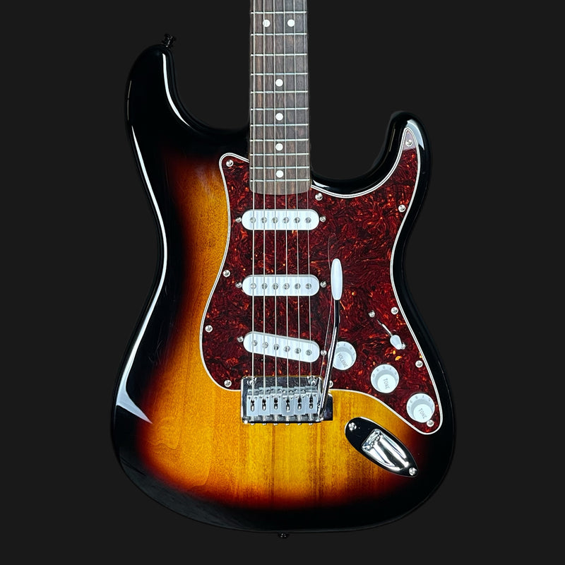 Fender Standard Stratocaster Electric Guitar in 3-Color Sunburst Indian Laurel Fingerboard w/ Upgraded Scratchplate