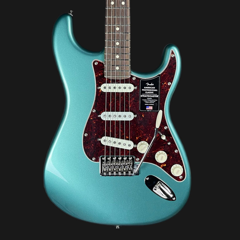 Fender American Professional Classic Strat Electric Guitar in Faded Sherwood Green Metallic