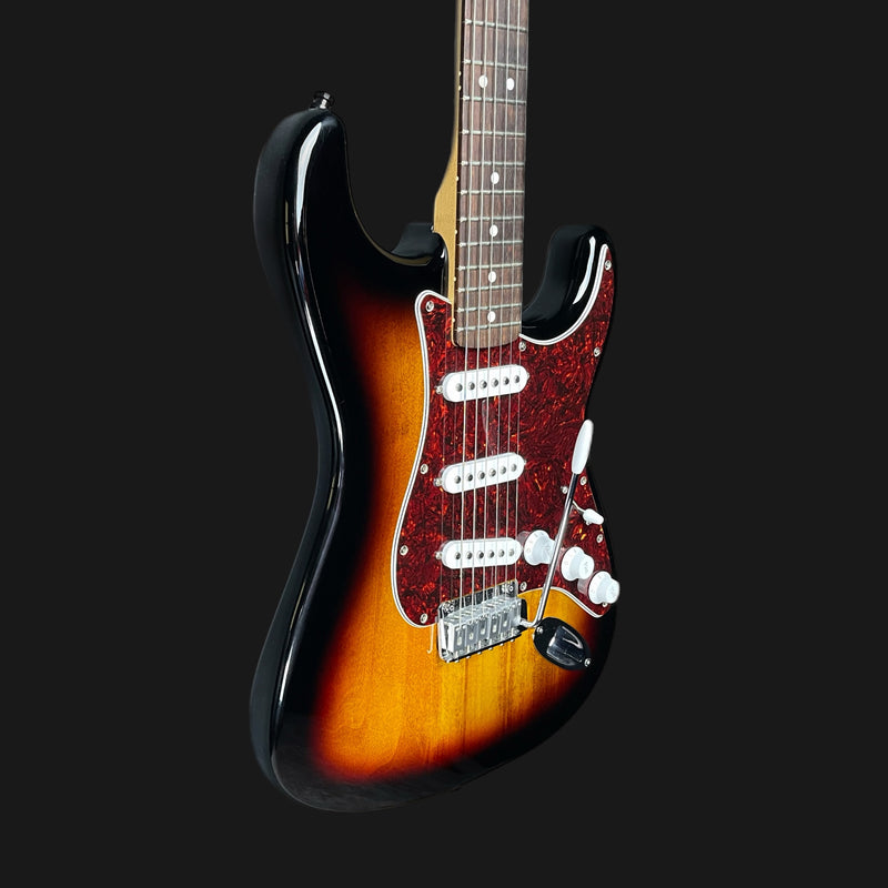 Fender Standard Stratocaster Electric Guitar in 3-Color Sunburst Indian Laurel Fingerboard w/ Upgraded Scratchplate