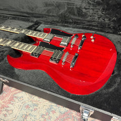 Harley Benton Double Neck DC-Custom 612 Electric Guitar in Cherry w/Hardcase