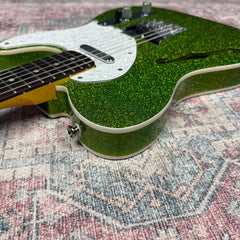 Fender Double Bound Thinline Telecaster Electric Guitar in Metalic Green
