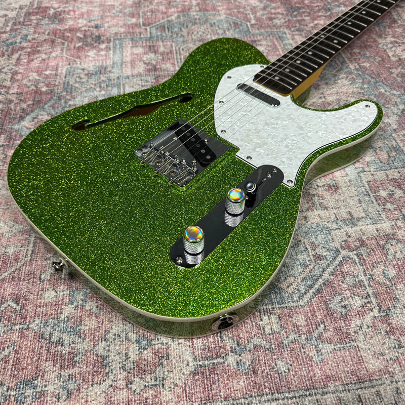 Fender Double Bound Thinline Telecaster Electric Guitar in Metalic Green