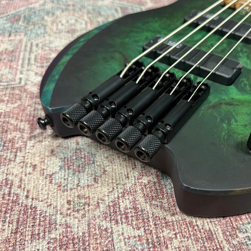 Cort Artisan Space 5 String Headless Bass Guitar in Star Dust Green w/Gigbag