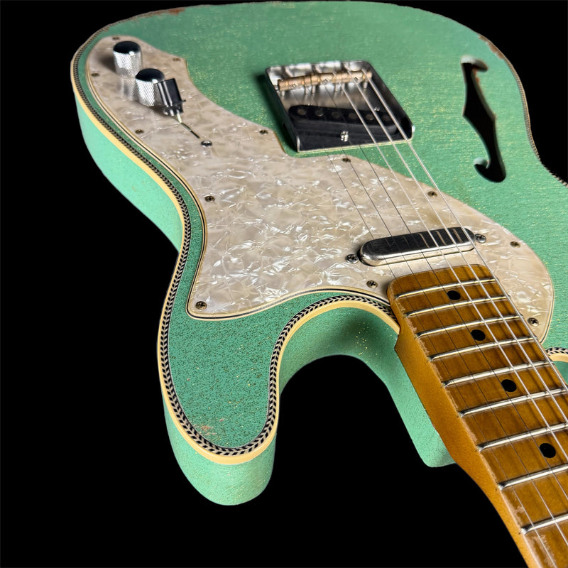 Kauffmann 56T Thinline Herringbone Electric Guitar in Sea Foam Green Sparkle TTTM