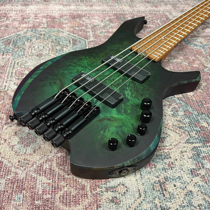 Cort Artisan Space 5 String Headless Bass Guitar in Star Dust Green w/Gigbag