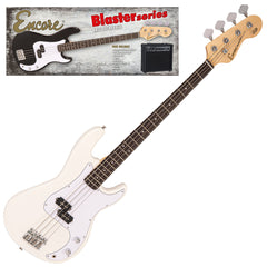 Vintage White Encore Blaster E40 Bass Guitar Pack