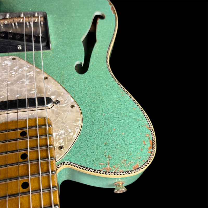 Kauffmann 56T Thinline Herringbone Electric Guitar in Sea Foam Green Sparkle TTTM