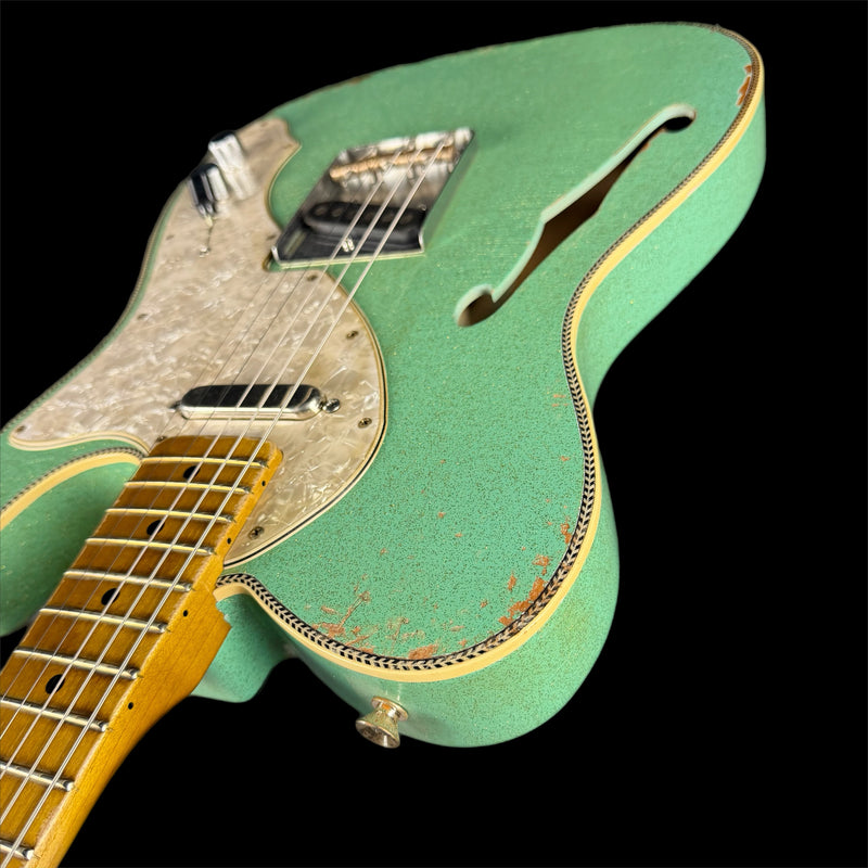 Kauffmann 56T Thinline Herringbone Electric Guitar in Sea Foam Green Sparkle TTTM
