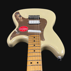 Beige electric guitar with a clear background