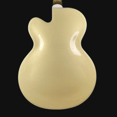Beige electric guitar body on a black background