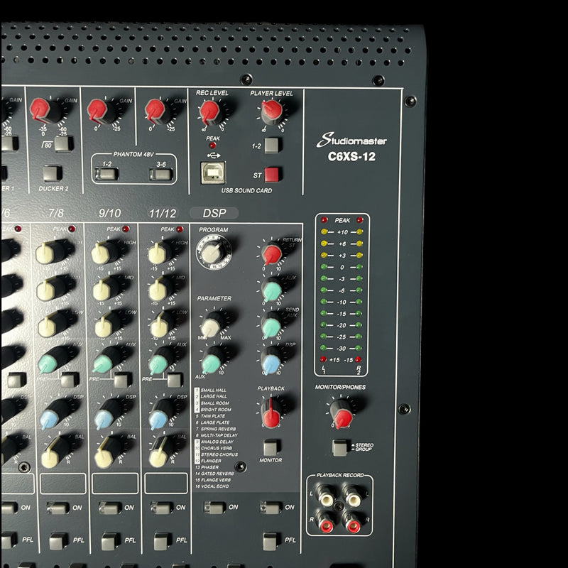 Studiomaster C6XS-12 Compact Audio Mixer 12 Channel Mixing Desk USB Digital FX Effects