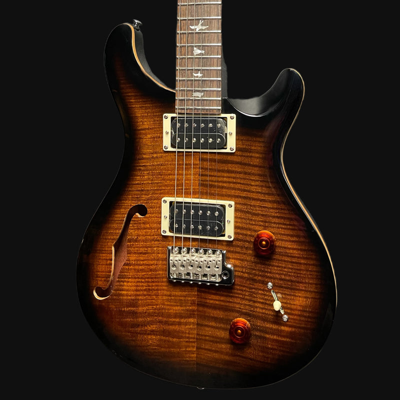 PRS SE Custom 22 Semi Hollow Electric Guitar Black Gold Sunburst