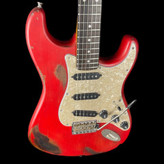 Vintage V6 ProShop Custom-Build Electric Guitar in Heavily Distressed Red w/Gigbag