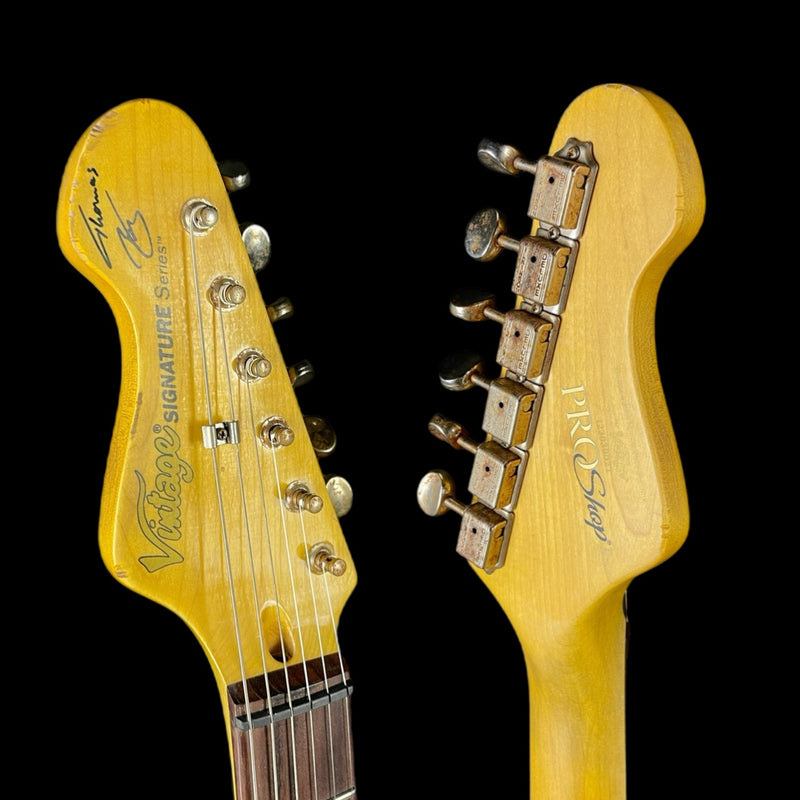 Vintage V6 ProShop Unique Electric Guitar in Distressed Shoreline Gold