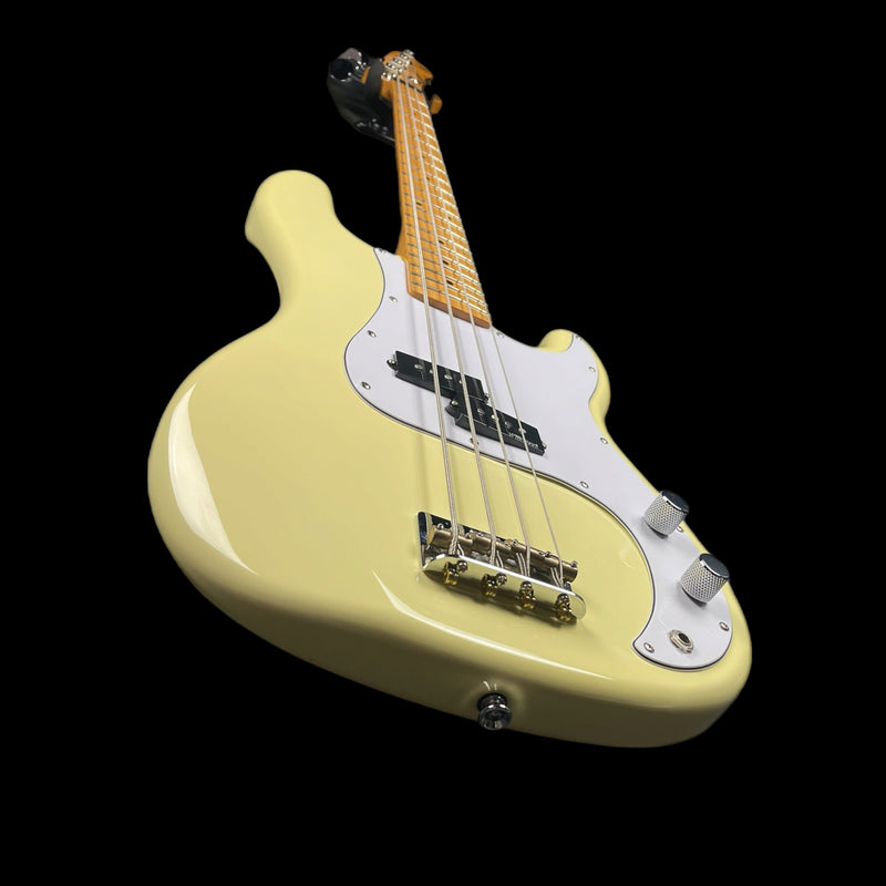 Vintage V4 ReIssued Maple Fingerboard Bass Guitar in Vintage White